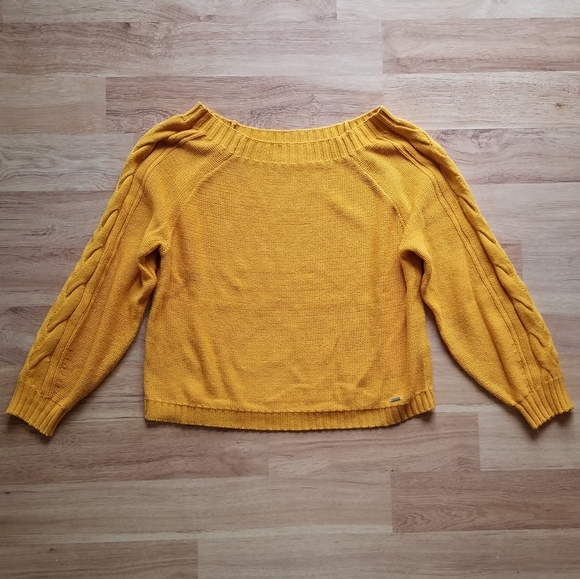 Mustard Off-the-Shoulder Sweater - Picture 1 of 6